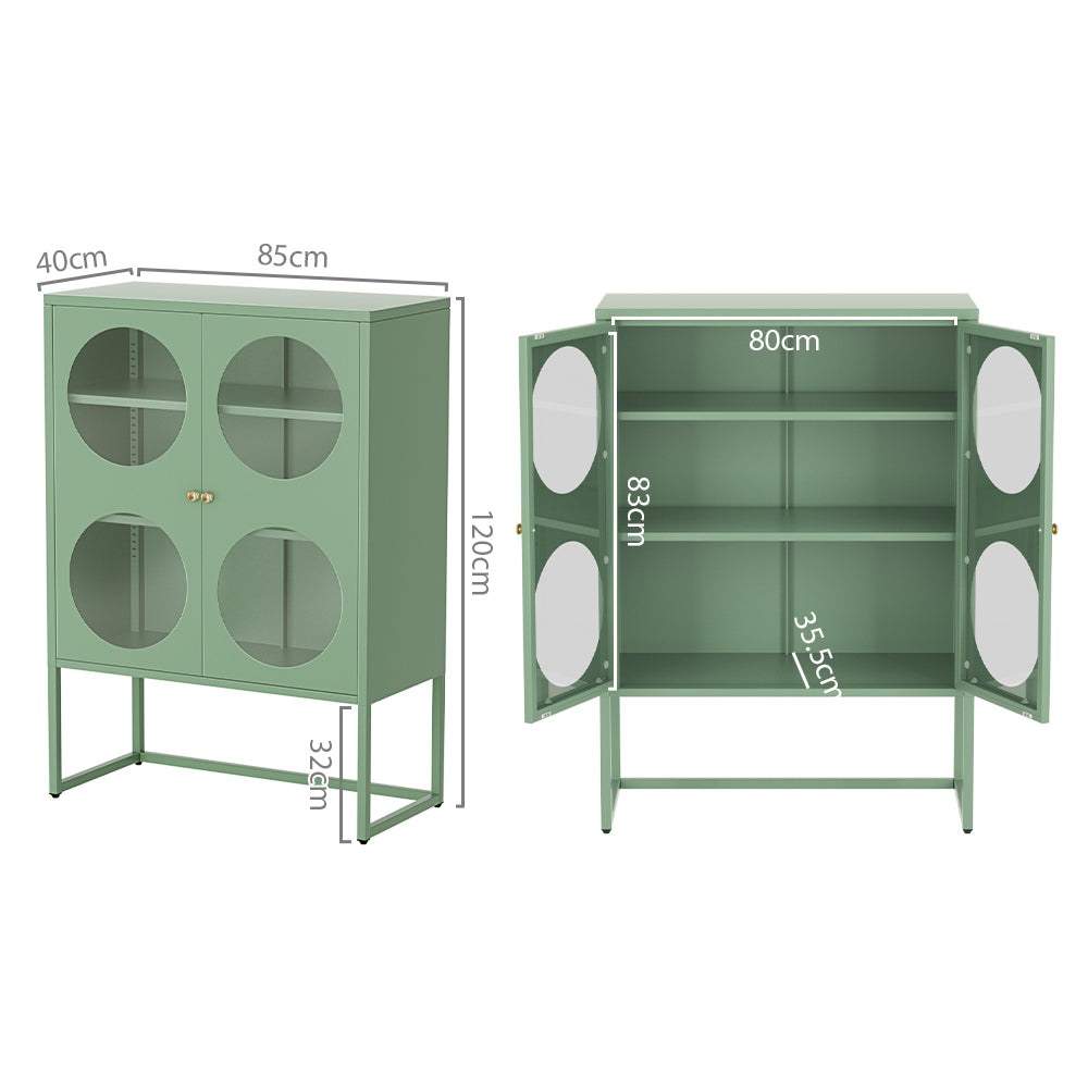 ArtissIn Buffet Sideboard Metal Locker Display Shelves Cabinet Storage Green