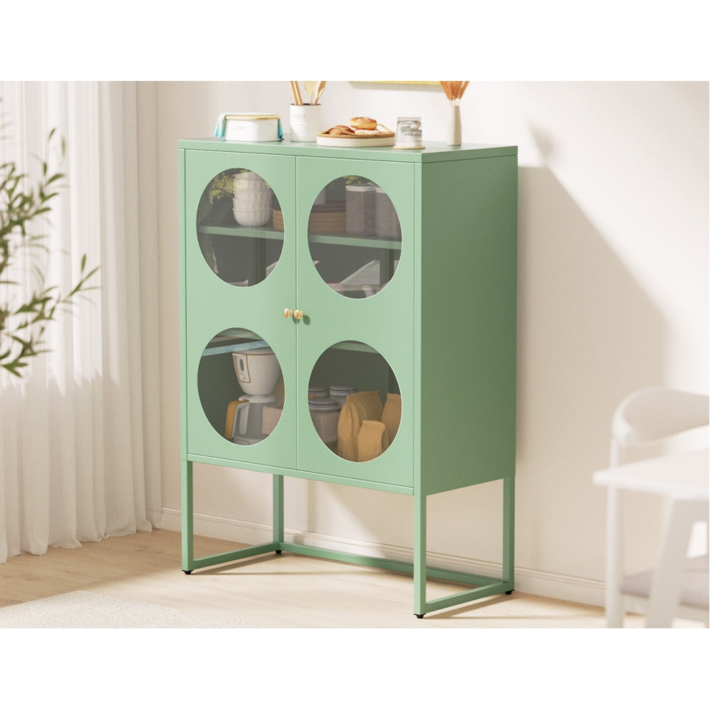 ArtissIn Buffet Sideboard Metal Locker Display Shelves Cabinet Storage Green