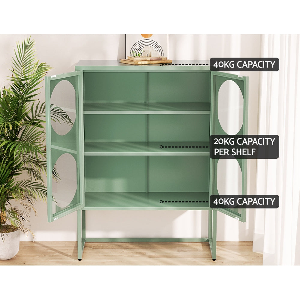 ArtissIn Buffet Sideboard Metal Locker Display Shelves Cabinet Storage Green