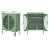 ArtissIn Buffet Sideboard Metal Locker Display Cabinet Storage Shelves Green