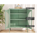 ArtissIn Buffet Sideboard Metal Locker Display Cabinet Storage Shelves Green