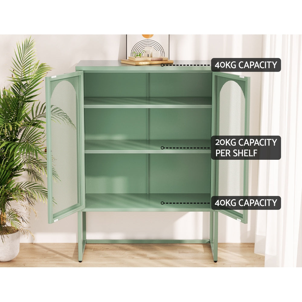 ArtissIn Buffet Sideboard Metal Locker Display Shelves Storage Cabinet Green