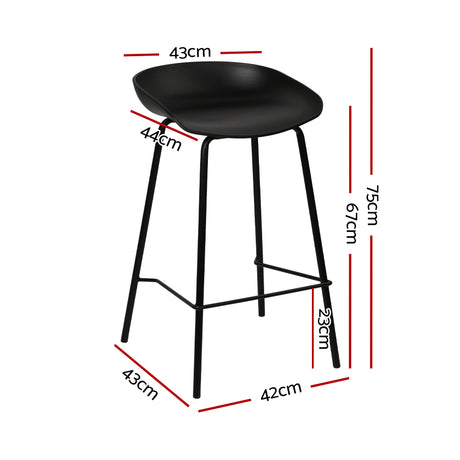 Artiss Set of 2 Metal Bar Stools - Black