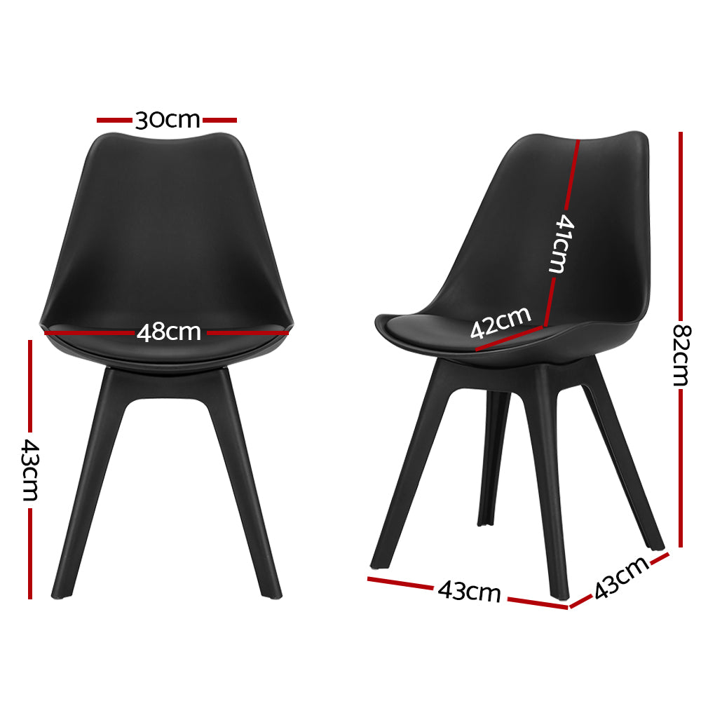 Artiss Set of 4 Retro Padded Dining Chair - Black