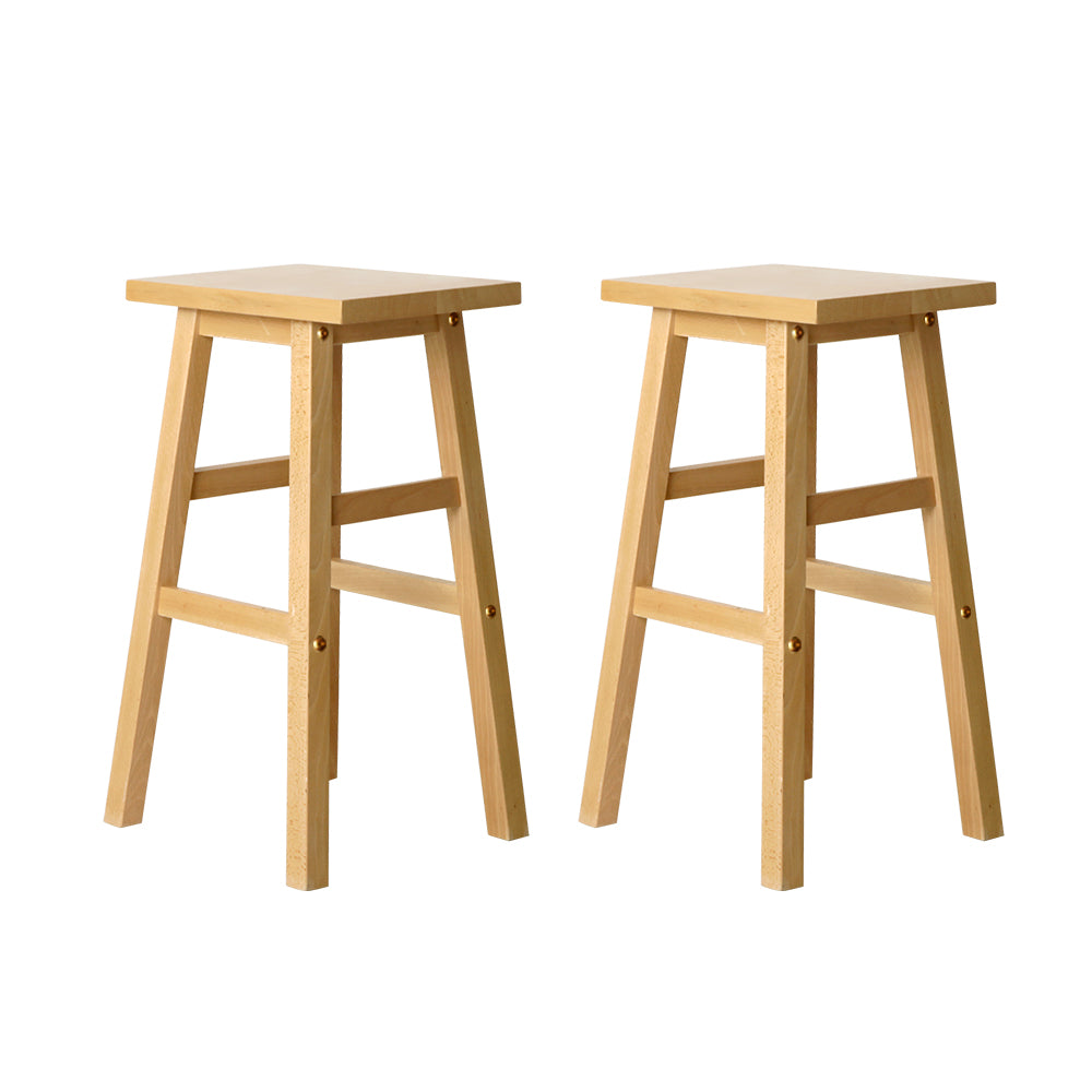 Artiss Set of 2 Beech Wood Bar Stools - Natural