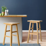 Artiss Set of 2 Beech Wood Bar Stools - Natural