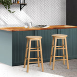 Artiss Set of 2 Beech Wood Backless Bar Stools - Natural