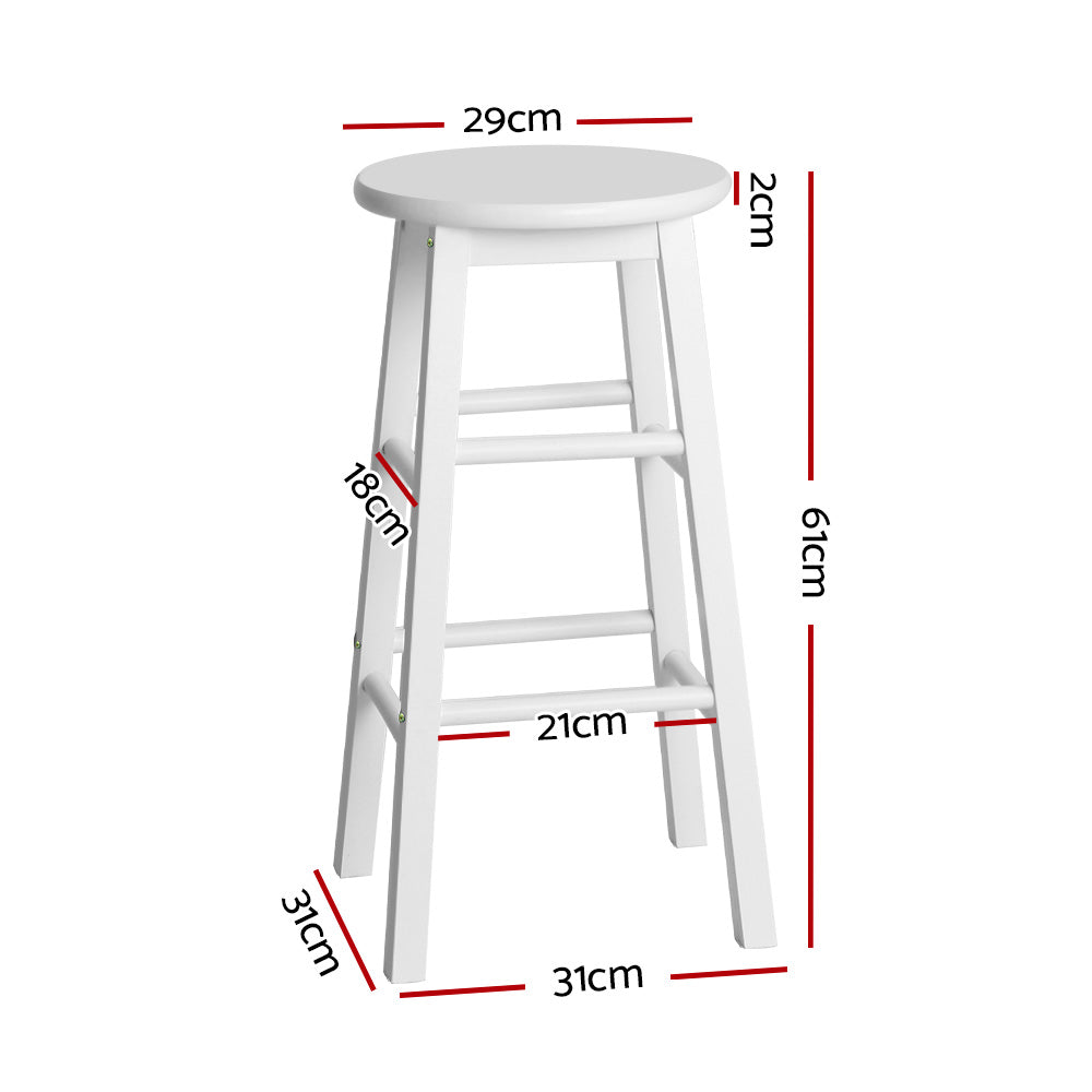 Artiss Set of 2 Beech Wood Backless Bar Stools - White