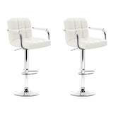 Artiss Set of 2 Bar Stools Gas lift Swivel - Steel and White