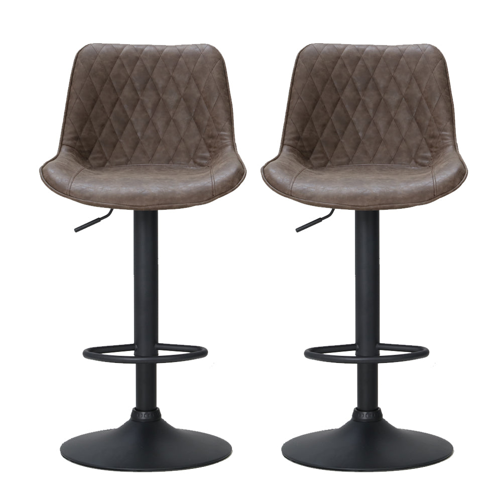 Artiss Set of 2 Bar Stools Kitchen Stool Chairs Metal Barstool Dining Chair Brown Rushal