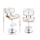 Artiss Set of 2 Wooden Gas Lift Bar Stool - White and Chrome