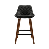 Artiss Set of 2 Bar Stools Bentwood PU Leather Diamond Pleat - Black