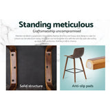 Artiss Set of 2 PU Leather Bar Stools Square Footrest - Wood and Brown