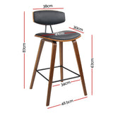 Artiss Set of 2 PU Leather Circular Footrest Bar Stools - Black