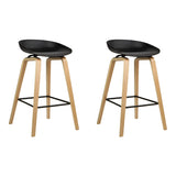 Artiss Set of 2 Wooden Square Footrest Bar Stools - Black