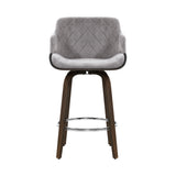 Artiss Velvet Bar Stool Swivel - Grey and Wood