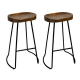 Artiss Set of 2 Backless Elm Wood Bar Stools 75cm - Black