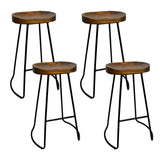 Artiss Set of 4 Elm Wood Backless Bar Stools 75cm - Black