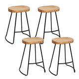 Artiss Set of 4 Elm Wood Backless Bar Stools 75cm - Black and Light Natural