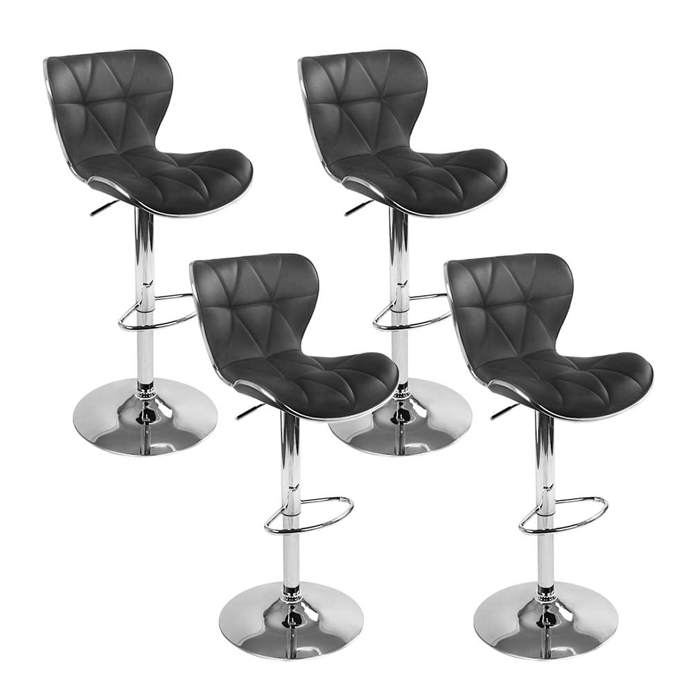 Artiss Set of 4 PU Leather Patterned Bar Stools Black and Chrome