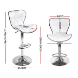 Artiss Set of 4 PU Leather Patterned Bar Stools - White and Chrome