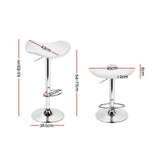 Artiss Set of 2 Gas Lift Bar Stools PU Leather - White and Chrome