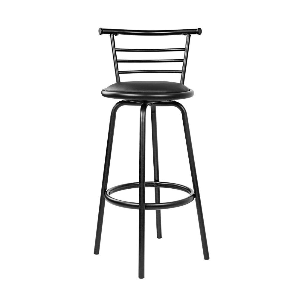 Artiss Set of 2 PU Leather Bar Stools - Black and Steel