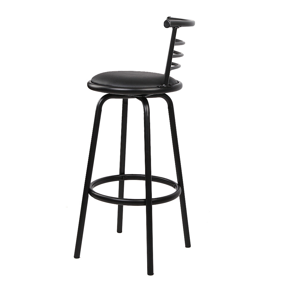 Artiss Set of 4 PU Leather Bar Stools - Black and Steel