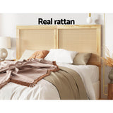 Artiss Rattan Bed Frame Double Size Bed Head Headboard Bedhead Base RIBO Pine