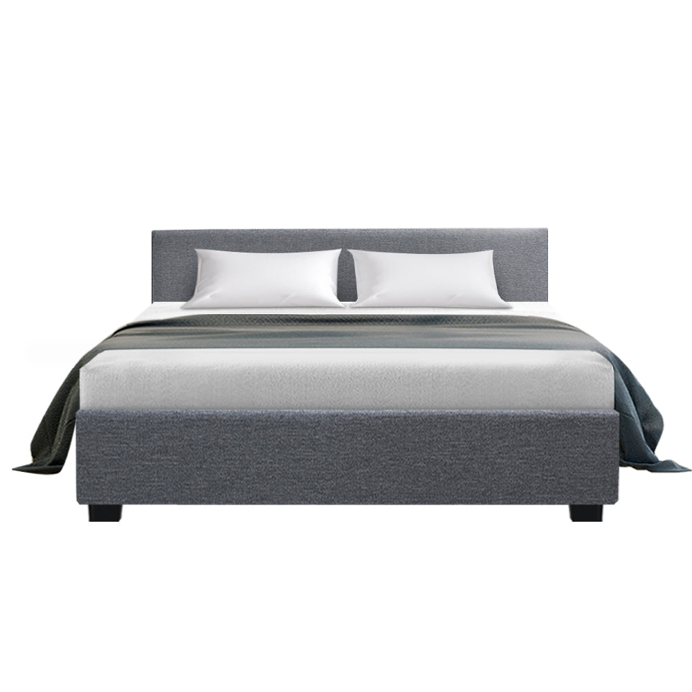 Artiss Bed Frame Queen Size Gas Lift Base -NINO Grey