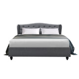 Artiss Pier Bed Frame Fabric - Grey Queen