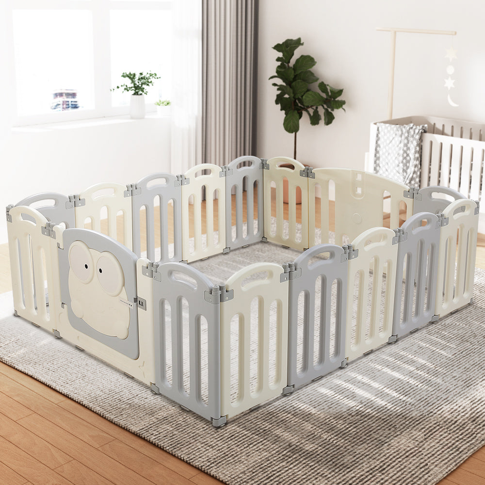 Keezi Baby Playpen 16 Panels Foldable Toddler Fence Safety Play Activity Centre