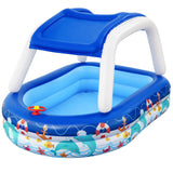 Bestway Kids Pool 213x155x132cm Inflatable Swimming w/ Canopy Play Pools 282L