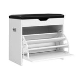 Artiss Shoe Cabinet Bench Shoes Organiser Storage Rack Cupboard White 15 Pairs