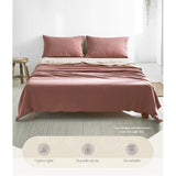 Cosy Club Cotton Bed Sheets Set Red Beige Cover Double