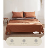 Cosy Club Cotton Bed Sheets Set Orange Brown Cover Single