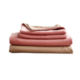 Cosy Club Cotton Bed Sheets Set Pink Brown Cover Single