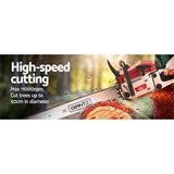 Giantz 62cc Chainsaw Petrol Commercial 24" Bar E-Start Tree Chain Saw 5.2HP