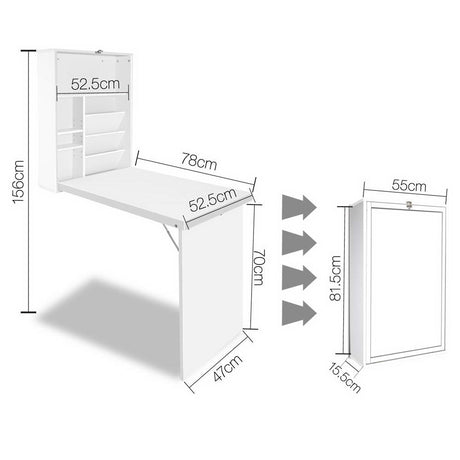 Artiss Computer Desk Bookshelf Wall Mount White