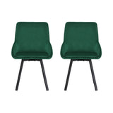 Artiss Dining Chairs Set Of 2 Velvet Upholstered Green Cafe Kirtchen Chairs