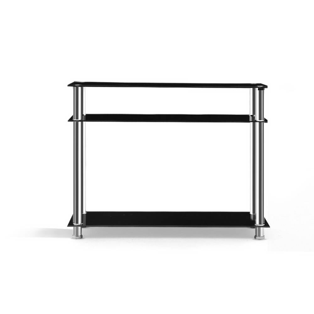 Artiss Console Table Tempered Glass Black