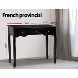 Artiss Console Table 3 Drawers Black Hamptons