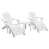 Gardeon 5PC Adirondack Outdoor Table and Chairs Wooden Sun Lounge Patio Furniture White