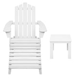 Gardeon 5PC Adirondack Outdoor Table and Chairs Wooden Sun Lounge Patio Furniture White