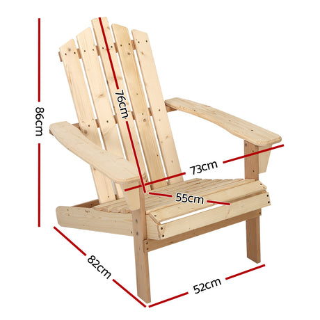 Gardeon Adirondack Outdoor Chairs Wooden Beach Chair Patio Furniture Garden Natural