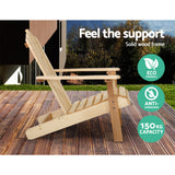 Gardeon 3PC Adirondack Outdoor Table and Chairs Wooden Beach Chair Natural