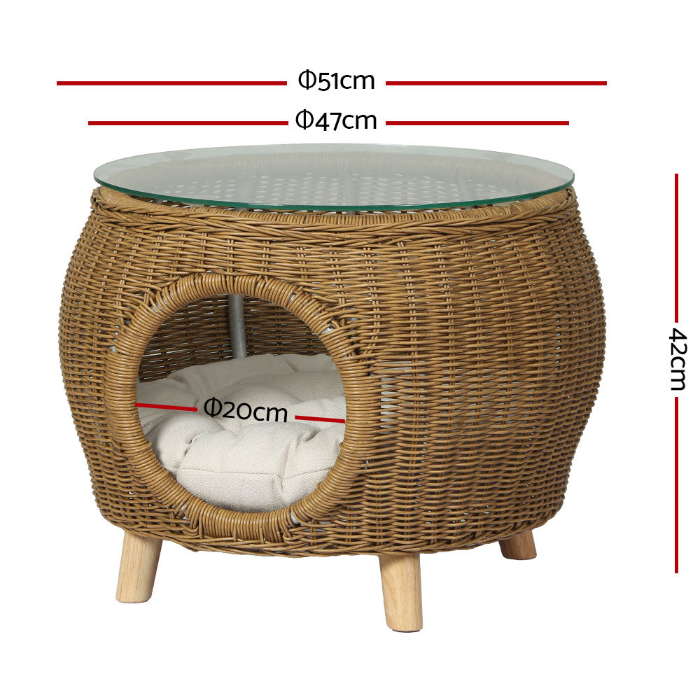 Gardeon Side Table Coffee Pet Bed Wicker Indoor Outdoor Furniture Patio Desk