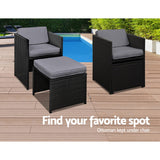 Gardeon Outdoor Dining Set 11 Piece Wicker Table Chairs Setting Black