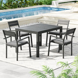 Gardeon 5pcs Outdoor Dining Set 4-Seater Aluminum Extension Table Chairs Lounge