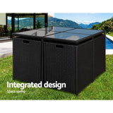 Gardeon 5 Piece Wicker Outdoor Dining Set - Black